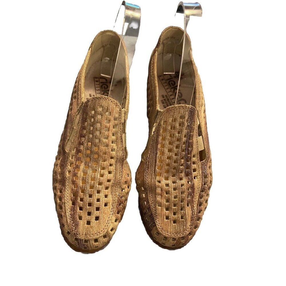 Rieker Antistress Leather Shoes Waffle Mesh Women's Sz 6.5 Earth Tones‎